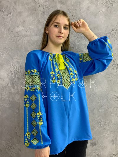 Легка патріотична жіноча вишиванка на легкому шифоні "Агнеса" - Зображення 3