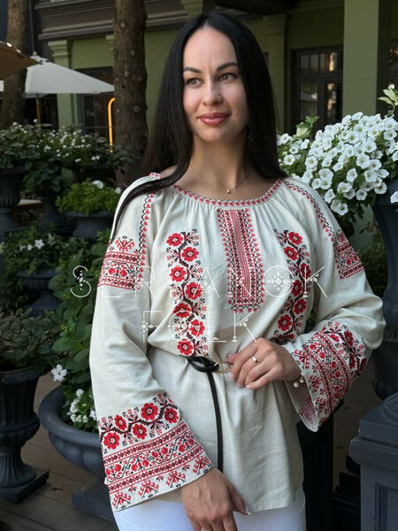 Лляна вишиванка жіноча традиційна “Орися”