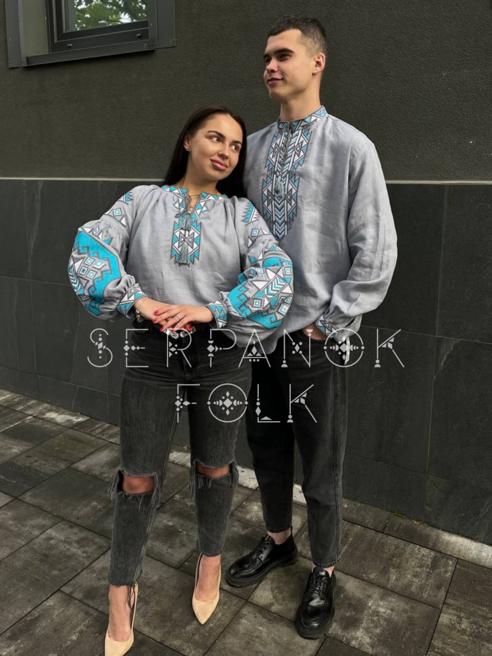 Парні вишиванки сірі льон "Марсіки" family look 7 Парні вишиванки сірі льон "Марсіки" family look - Зображення 7